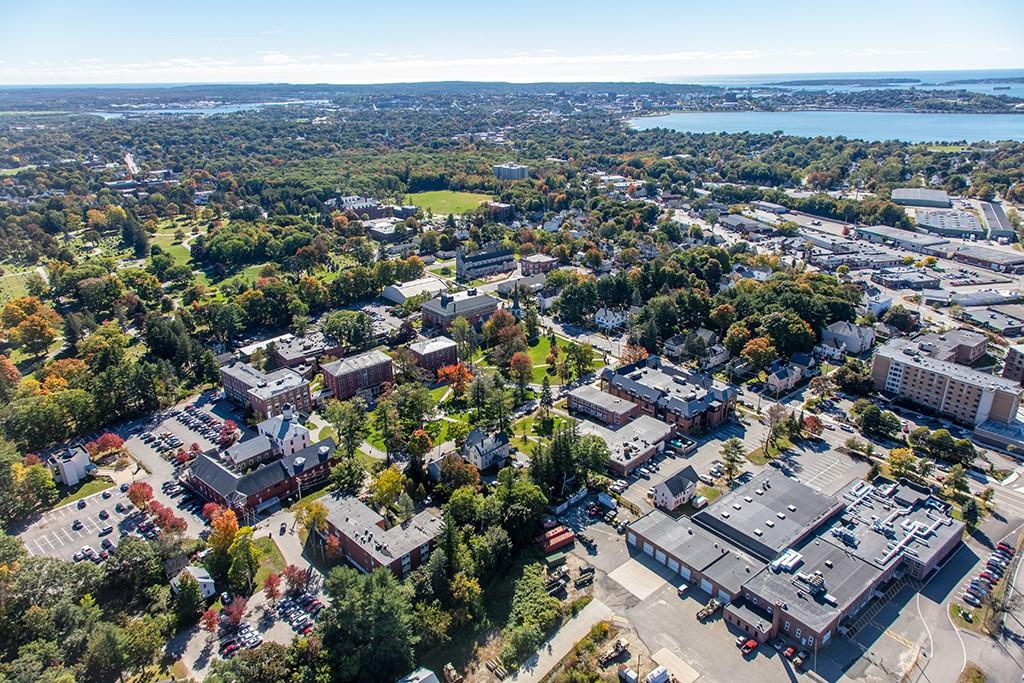 An aerial image of the Portland Campus