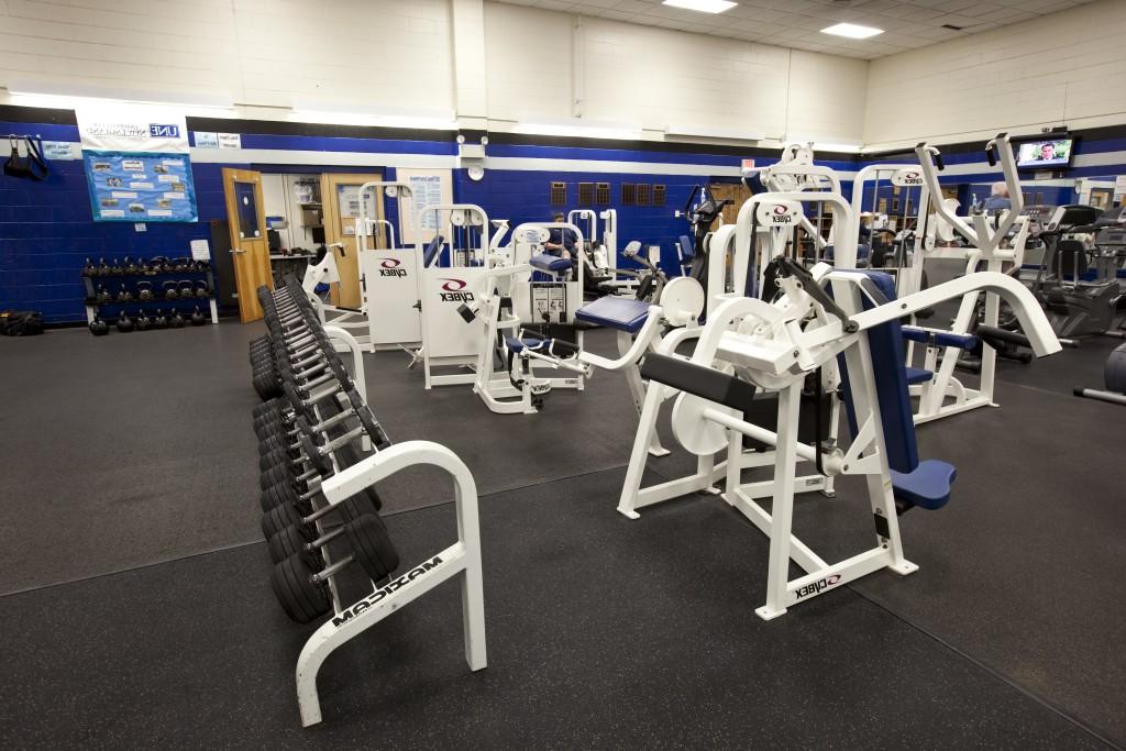 Weight machines and free weights in the Campus Center gym